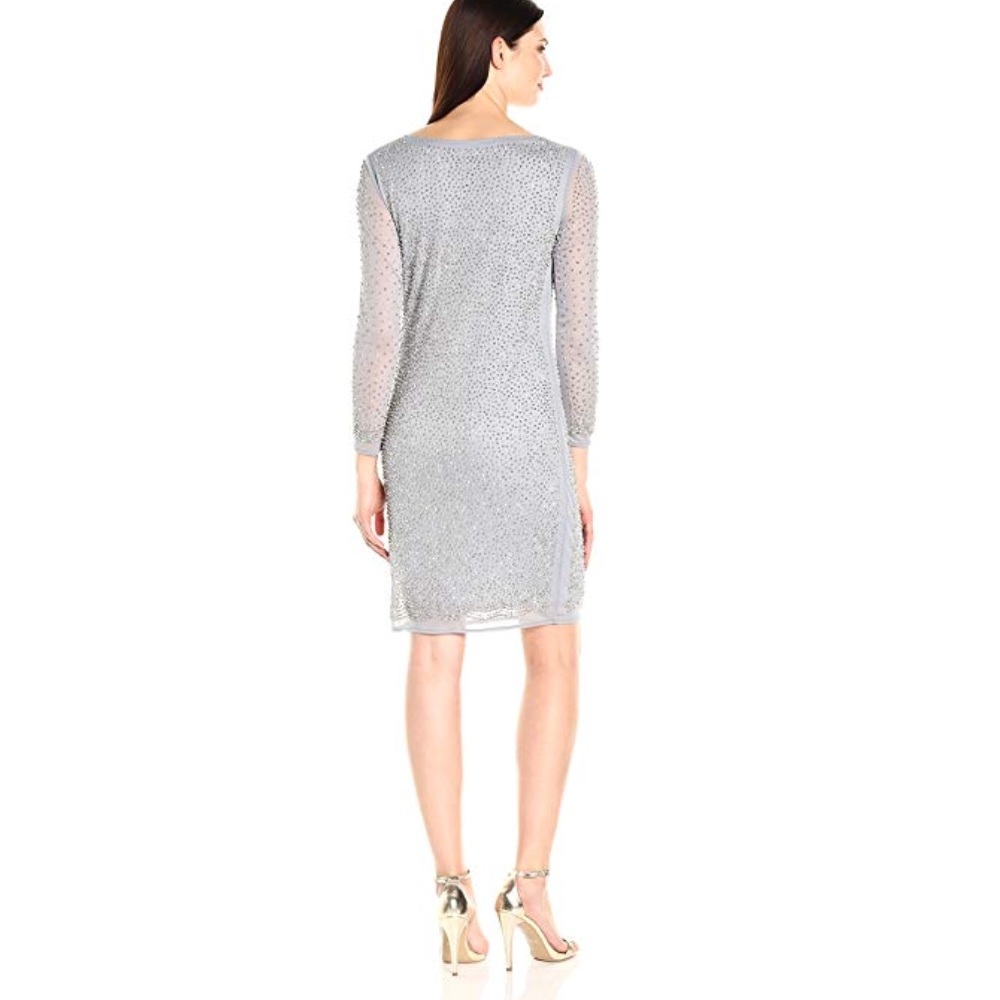 Metallic Bead Embellished Shift Dress